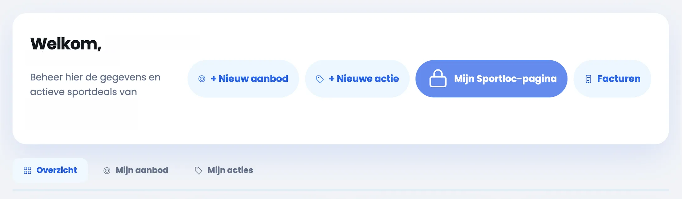 Schermafbeelding: aanbod & acties beheren